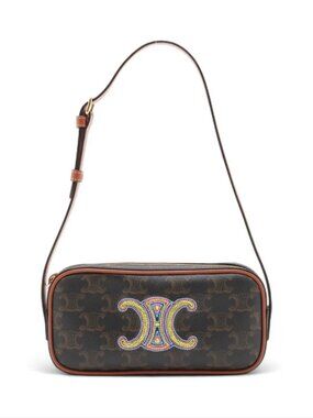 Celine Triomphe Leather Camera Bag Brown